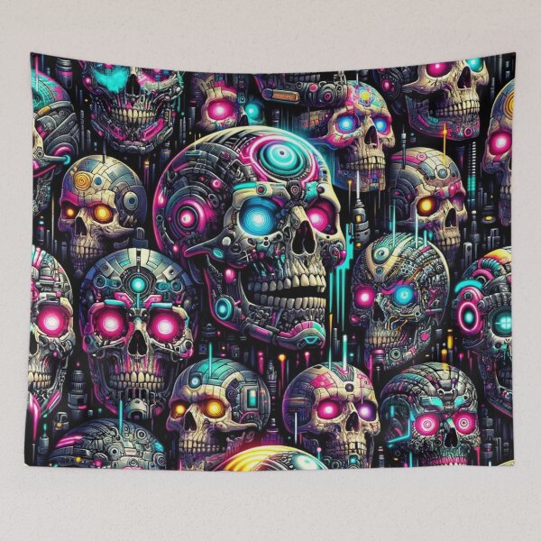 Item preview, Cyberpunk Skulls Print Pattern designed and sold by PinUpPizzazz.