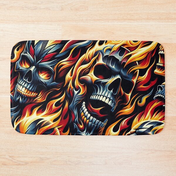 Item preview, Flaming Skulls Pattern Print designed and sold by PinUpPizzazz.