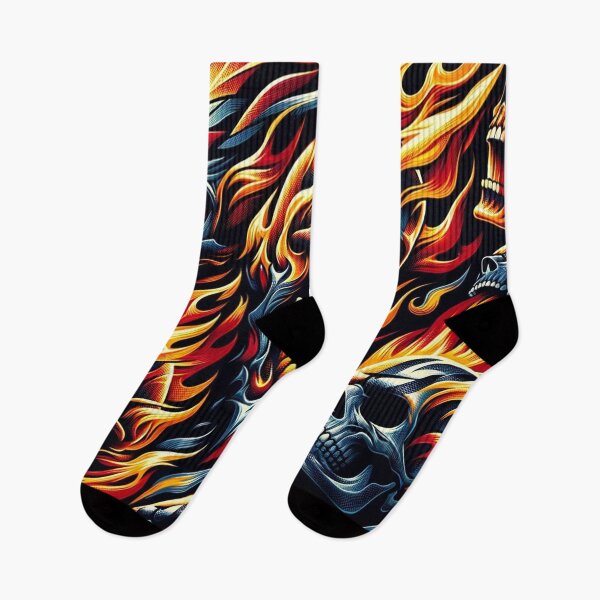 Item preview, Flaming Skulls Pattern Print designed and sold by PinUpPizzazz.