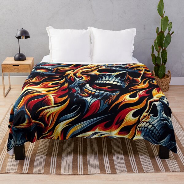 Item preview, Flaming Skulls Pattern Print designed and sold by PinUpPizzazz.