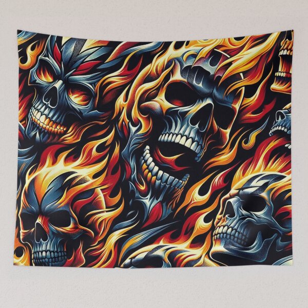 Item preview, Flaming Skulls Pattern Print designed and sold by PinUpPizzazz.