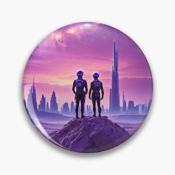 Item preview, Interstellar Romance: Couple Gazing at Future City designed and sold by REALKIRAN.