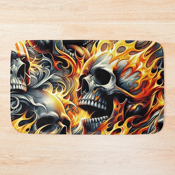 Item preview, Flaming Skulls Pattern Print designed and sold by PinUpPizzazz.