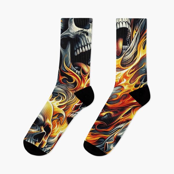 Item preview, Flaming Skulls Pattern Print designed and sold by PinUpPizzazz.
