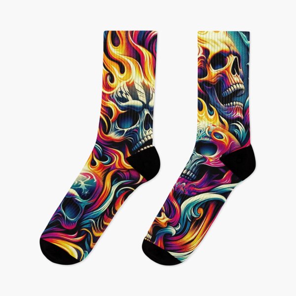 Item preview, Flaming Skulls Pattern Print designed and sold by PinUpPizzazz.