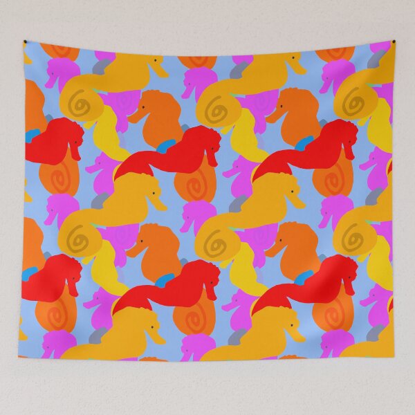Item preview, Brightly Colored Seahorses - Hand-drawn - Repeating Pattern designed and sold by Victoria Rose.