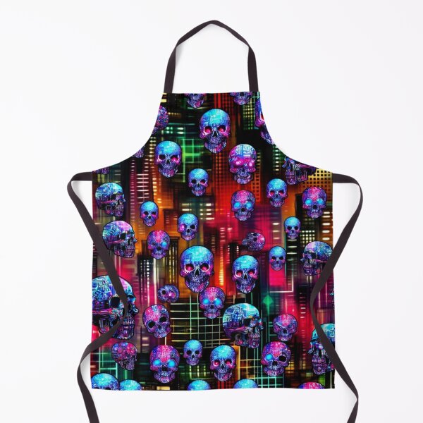 Item preview, Cyberpunk Skulls Pattern Print designed and sold by PinUpPizzazz.