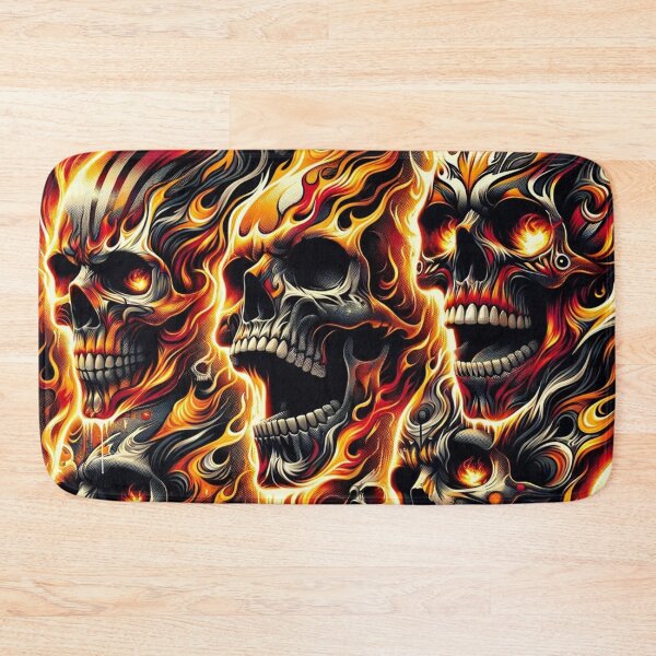 Item preview, Flaming Skulls Pattern Print designed and sold by PinUpPizzazz.