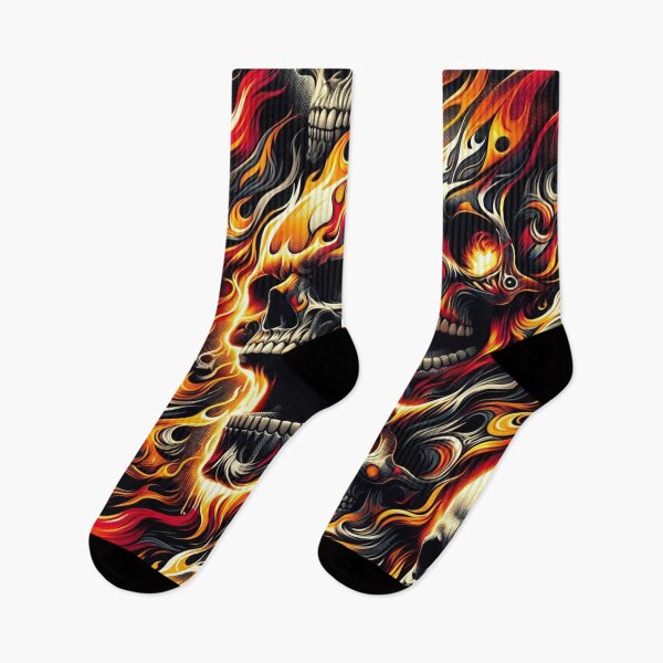 Item preview, Flaming Skulls Pattern Print designed and sold by PinUpPizzazz.