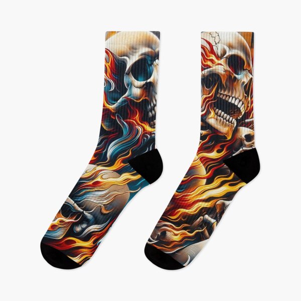 Item preview, Flaming Skulls Pattern Print designed and sold by PinUpPizzazz.