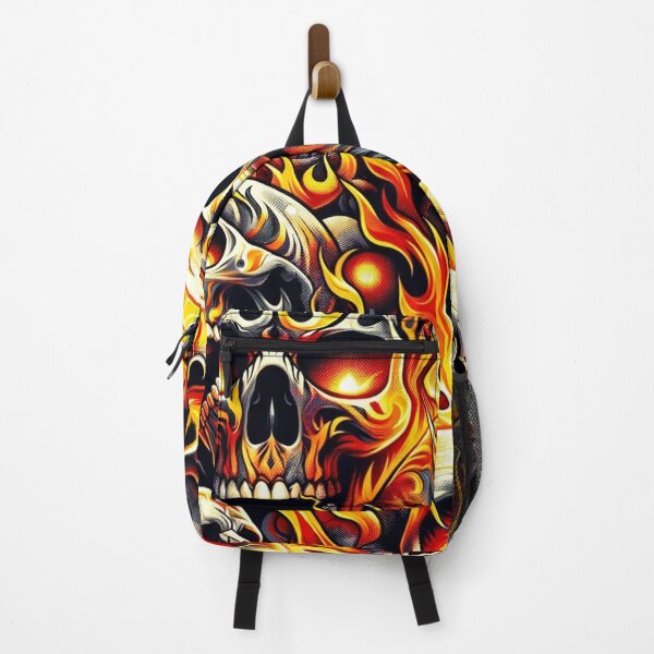 Item preview, Flaming Skulls Pattern Print designed and sold by PinUpPizzazz.
