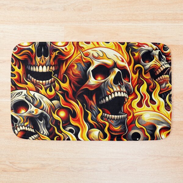 Item preview, Flaming Skulls Pattern Print designed and sold by PinUpPizzazz.