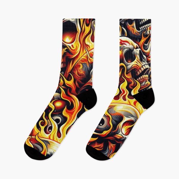 Item preview, Flaming Skulls Pattern Print designed and sold by PinUpPizzazz.