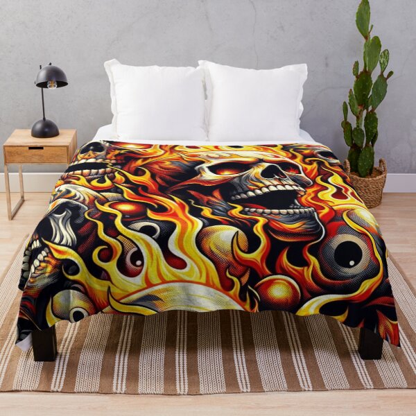 Item preview, Flaming Skulls Pattern Print designed and sold by PinUpPizzazz.