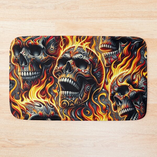 Item preview, Flaming Skulls Pattern Print designed and sold by PinUpPizzazz.