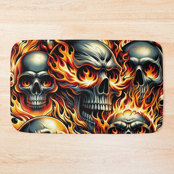 Item preview, Flaming Skulls Pattern Print designed and sold by PinUpPizzazz.