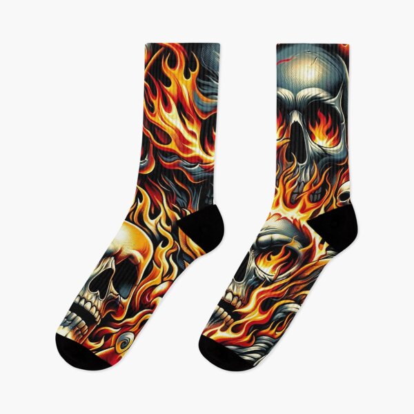 Item preview, Flaming Skulls Pattern Print designed and sold by PinUpPizzazz.