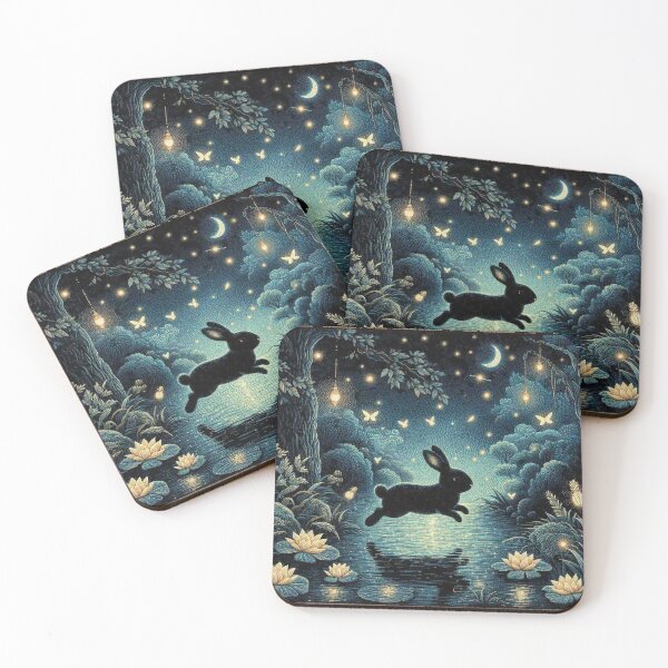 Item preview, Black Bunny Jumping over the River designed and sold by Illuministique.