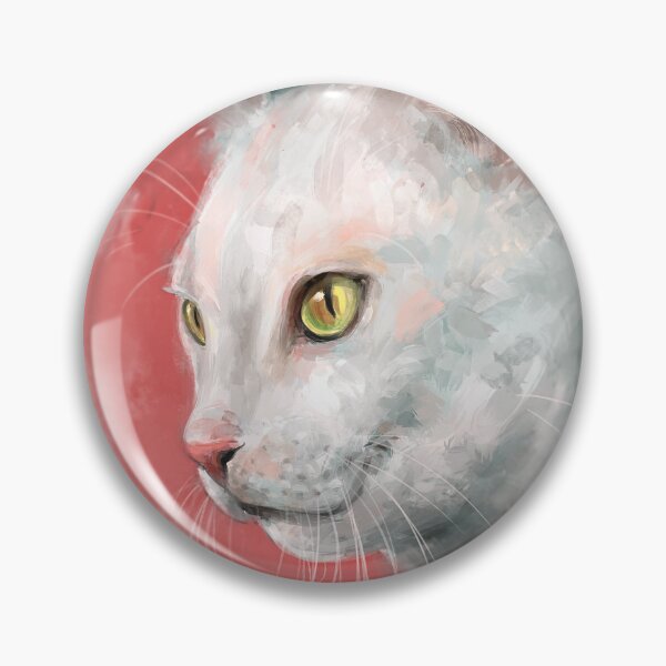 Item preview, Painting of a Gorgeous White Cat on Peach Shade Background designed and sold by ibadishi.