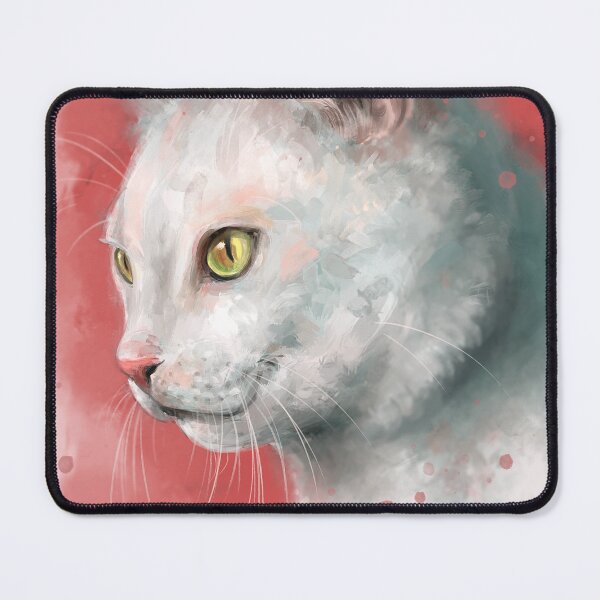 Item preview, Painting of a Gorgeous White Cat on Peach Shade Background designed and sold by ibadishi.