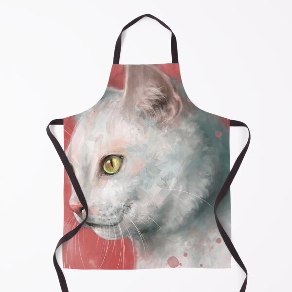 Item preview, Painting of a Gorgeous White Cat on Peach Shade Background designed and sold by ibadishi.