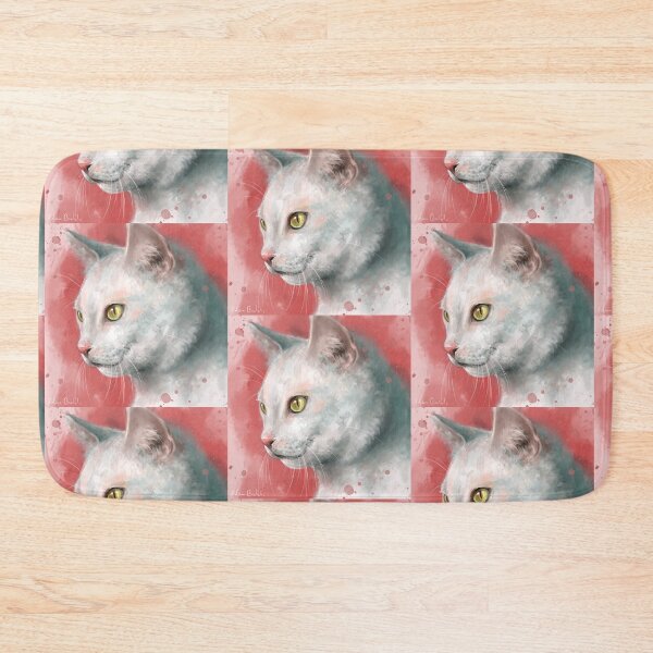 Item preview, Painting of a Gorgeous White Cat on Peach Shade Background designed and sold by ibadishi.