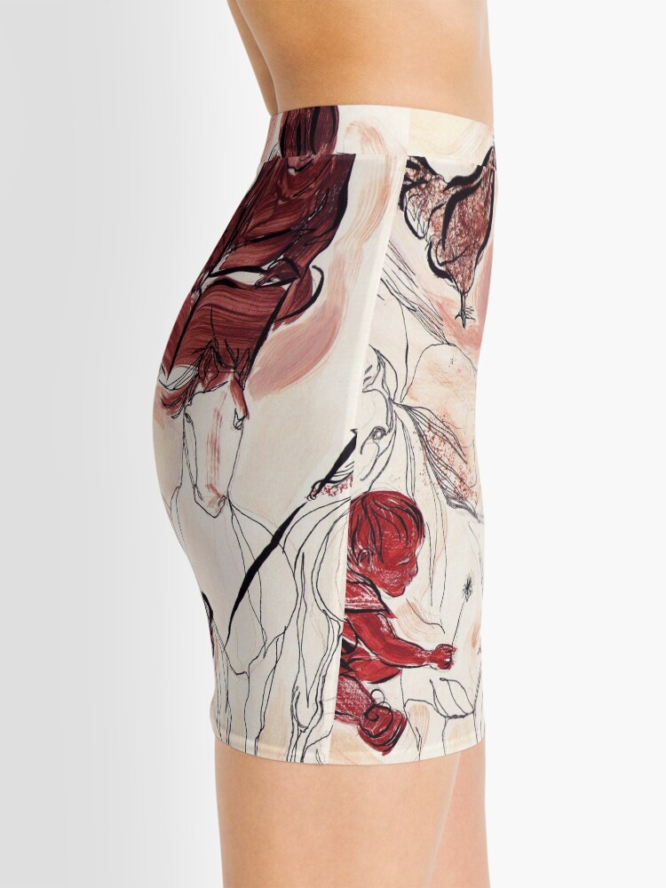 Alternate view of Children Playing Horses Chicken Composition Painting Mini Skirt
