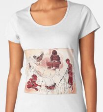 Children Playing Horses Chicken Composition Painting Women's Premium T-Shirt