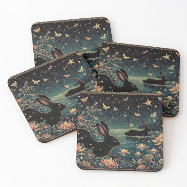 Item preview, Black Bunnies Crossing The River  designed and sold by Illuministique.