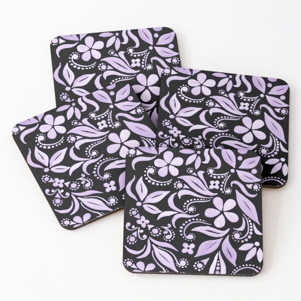 Item preview, Various Floral Leaves Seeds Petals Watercolor Pattern On Black III designed and sold by Irina Sztukowski.
