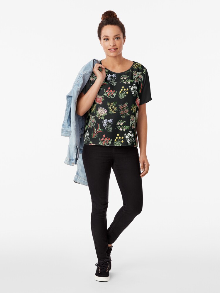 Alternate view of Native Flower Lino Print Chiffon Top