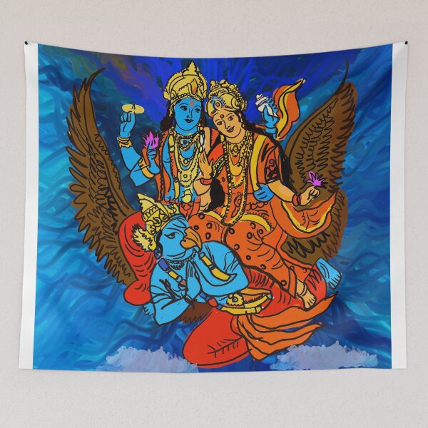 Item preview, laxmi narayan with garuda hand made painting by kartick dutta | laxmi narayan with garuda painting  designed and sold by KARTICK DUTTA.