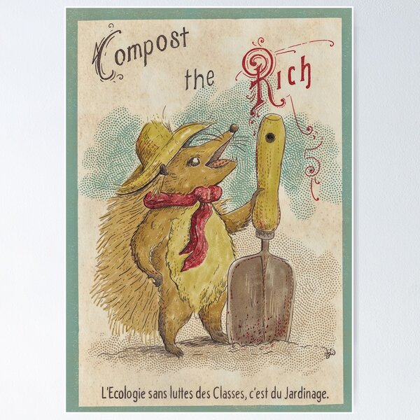 Item preview, Gardening (and anticapitalist) hedgehog designed and sold by Loki Propagandart.