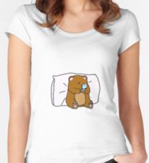 Geeky bear playing his old gameconsole Women's Fitted Scoop T-Shirt