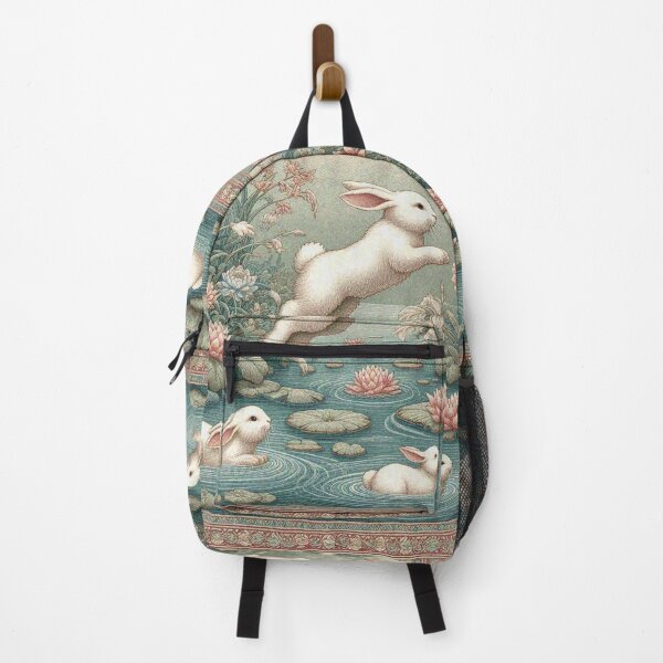 Item preview, White Bunnies Crossing the Pond designed and sold by Illuministique.