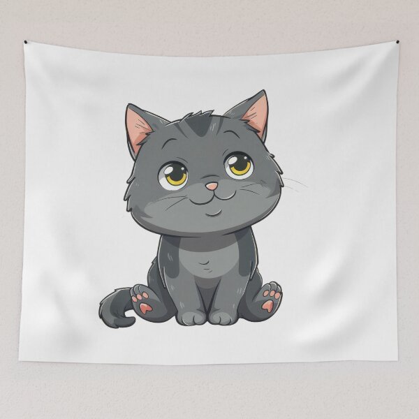 Item preview, Cute adorable grey cartoon cat designed and sold by PrettyPinkSkies.