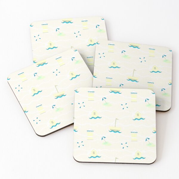 Item preview, Pale Sweet Yellow and Blue Nautical Beach Seaside Repeating Pattern designed and sold by EclipseThreads.