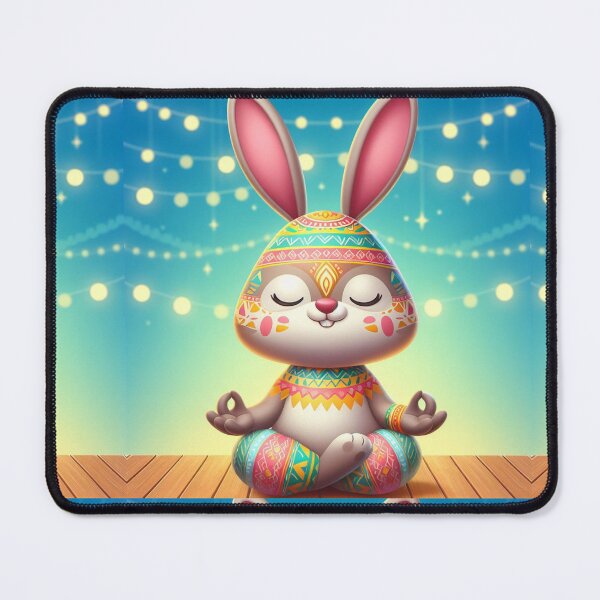 Item preview, Cute Easter bunny meditating, colourful design, peaceful,  designed and sold by Coolparrotgirl.
