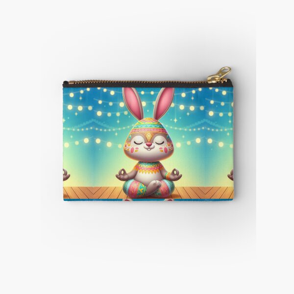 Item preview, Cute Easter bunny meditating, colourful design, peaceful,  designed and sold by Coolparrotgirl.