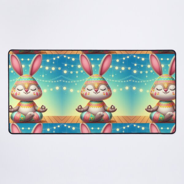 Item preview, Cute Easter bunny meditating, colourful design, peaceful,  designed and sold by Coolparrotgirl.