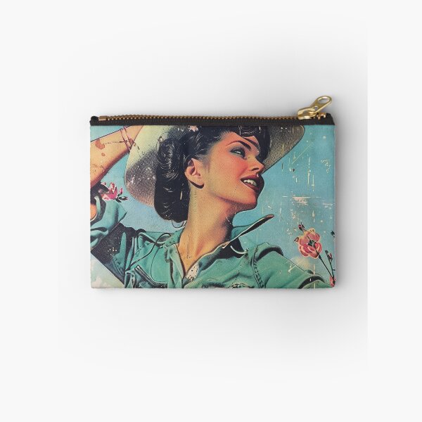 Item preview, Cowgirl Vintage Art Mid Century Blue Artwork For Rustic Home living Room Wall Decor Vintage Themed Wall Art For Wall Hanging Western Cowboy designed and sold by 33wolvesdesigns.