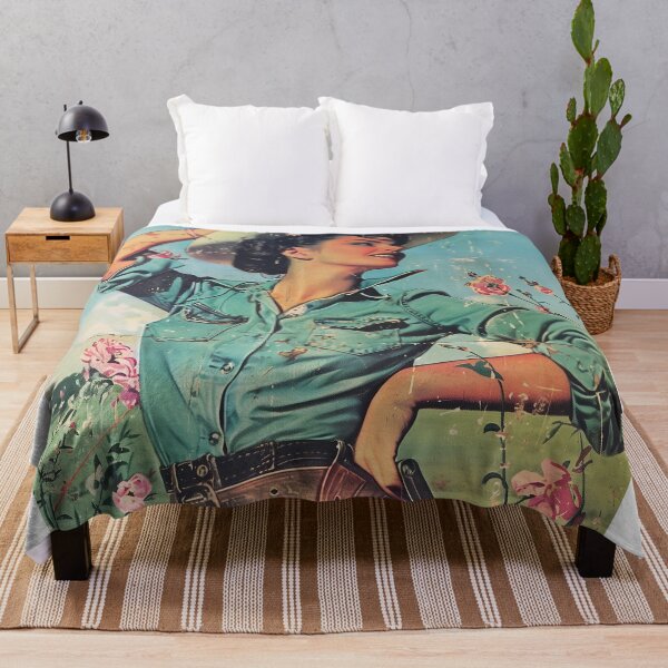 Artikelvorschau, Cowgirl-Vintage-Kunst, blaues Kunstwerk aus der Mitte des Jahrhunderts für rustikales Zuhause, Wohnzimmer, Wanddekoration, Vintage-Wandkunst zum Aufhängen an der Wand, Western-Cowboy entworfen und verkauft von 33wolvesdesigns.