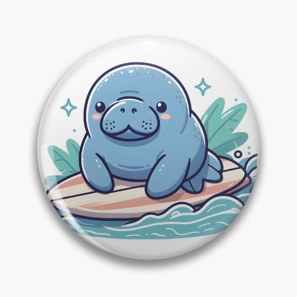 Item preview, Kawaii Manatee With A Surfboard designed and sold by CanvasCutie.