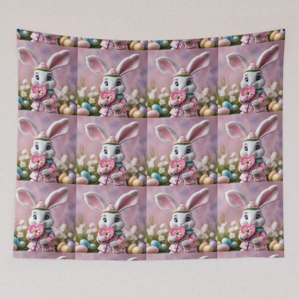 Item preview, Cute Easter bunny with heart, Easter 2025, Easter eggs, pink, gift for her, Easter decoration designed and sold by Coolparrotgirl.
