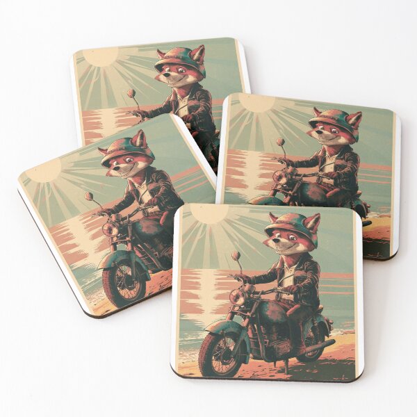 Item preview, Vintage Sunset with a Shitty Fox on a Motorcycle designed and sold by Colorful-Garden.