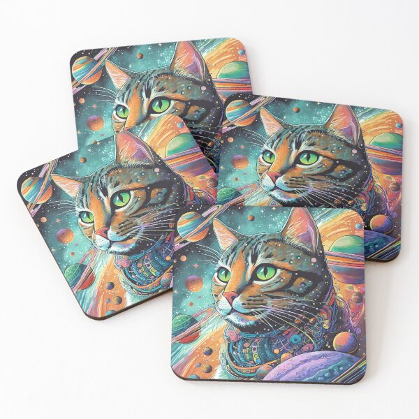 Item preview, Cat In Space with Colourful Planets designed and sold by griceyvisuals.