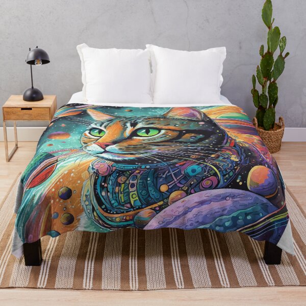 Item preview, Cat In Space with Colourful Planets designed and sold by griceyvisuals.