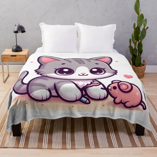 Item preview, Kawaii Kitten With Toy Mouse designed and sold by CanvasCutie.