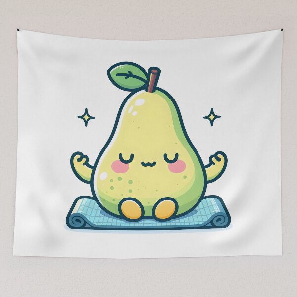 Item preview, Kawaii Pear With A Yoga Mat designed and sold by CanvasCutie.