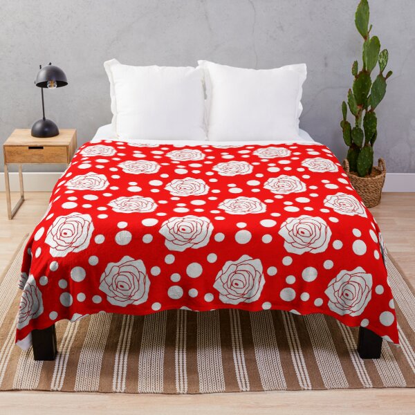 Item preview, Red Polka Dots Circles With Flower Shapes designed and sold by PatternTitan.